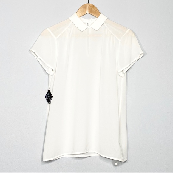 NASTY GAL sheer mod bod collared blouse SM - Picture 2 of 16